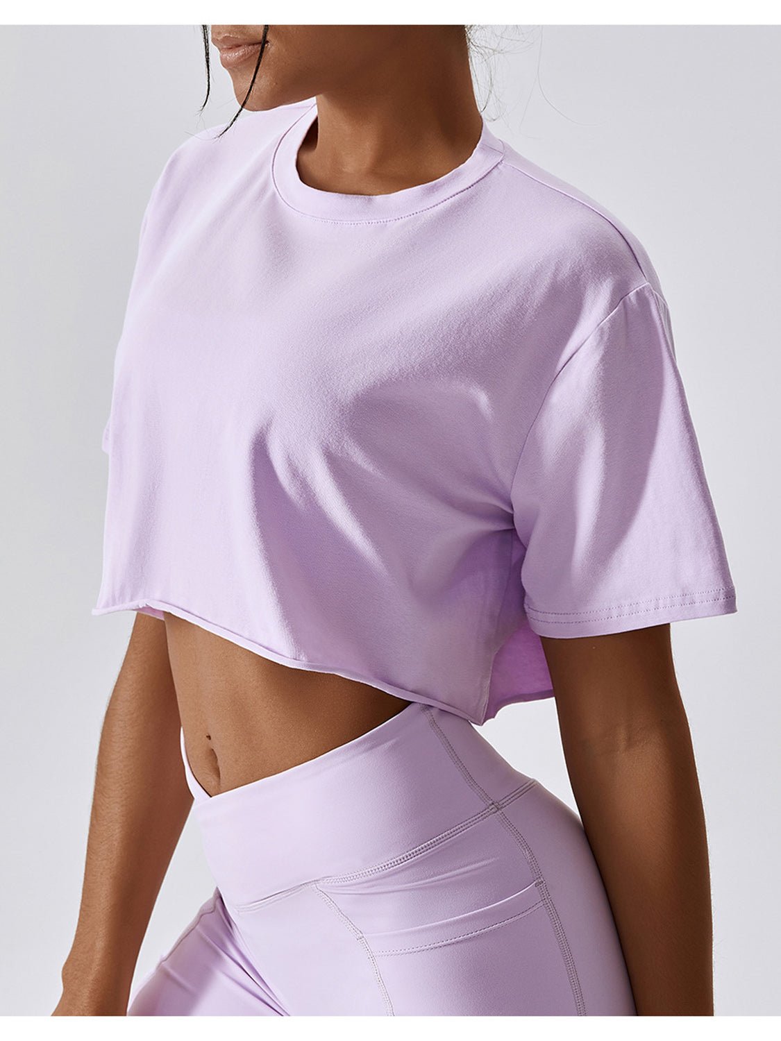 Cropped Round Neck Short Sleeve Active Top - Admiresty