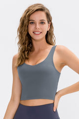 Cropped Scoop Neck Active Tank Top - Admiresty