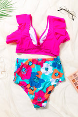 Cropped Swim Top and Floral Bottoms Set - Admiresty