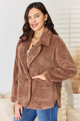 Culture Code Double Breasted Fuzzy Coat - Admiresty