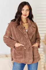 Culture Code Double Breasted Fuzzy Coat - Admiresty