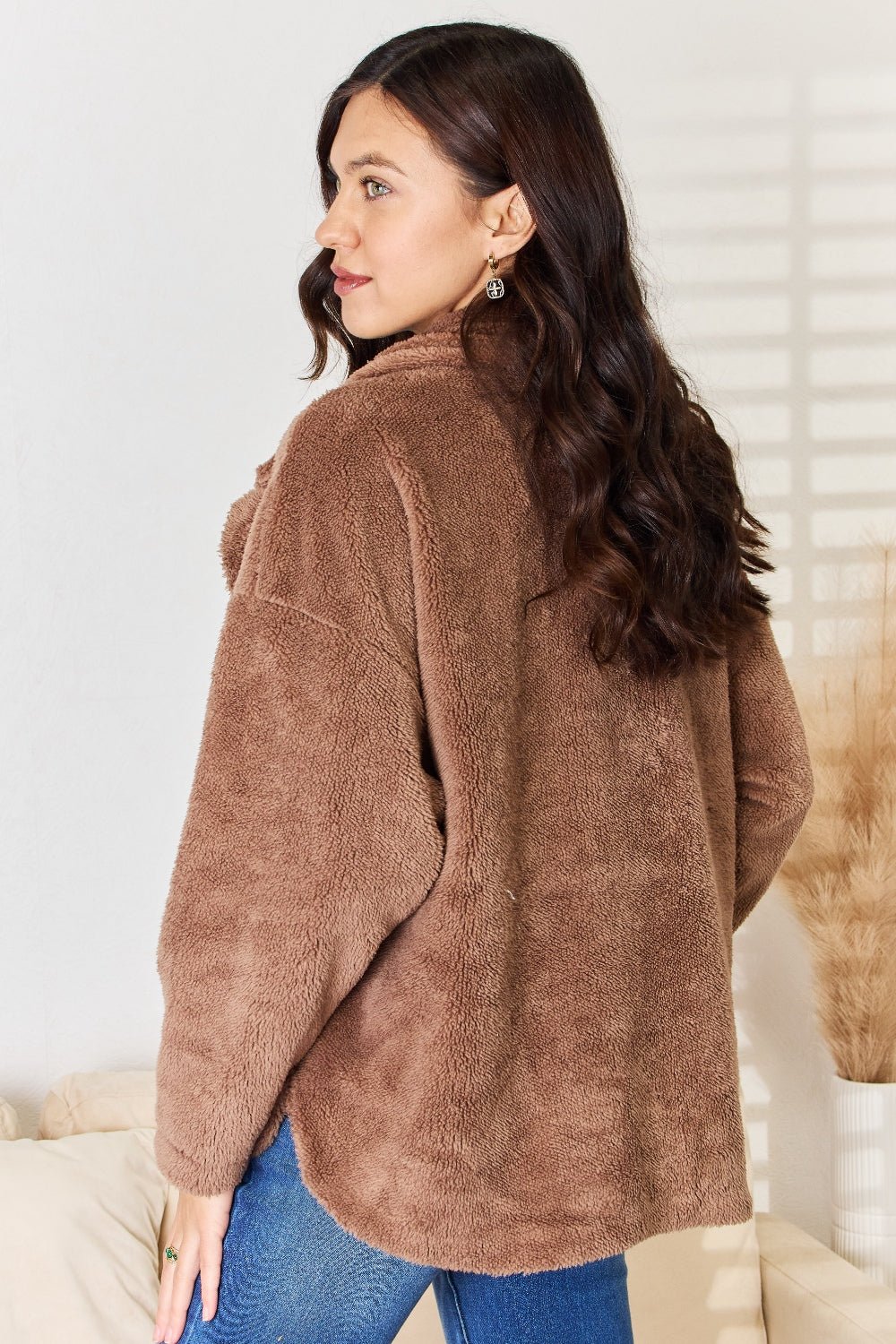 Culture Code Double Breasted Fuzzy Coat - Admiresty