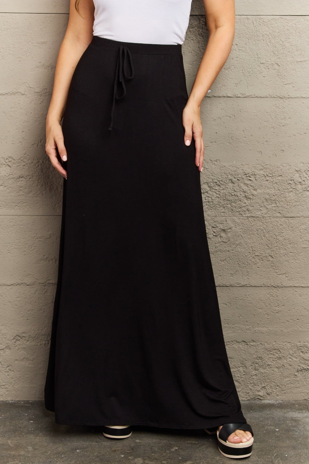 Culture Code For The Day Full Size Flare Maxi Skirt in Black - Admiresty