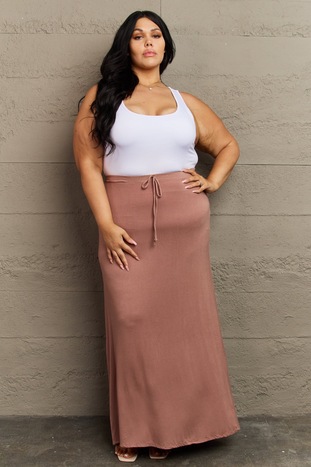 Culture Code For The Day Full Size Flare Maxi Skirt in Chocolate - Admiresty