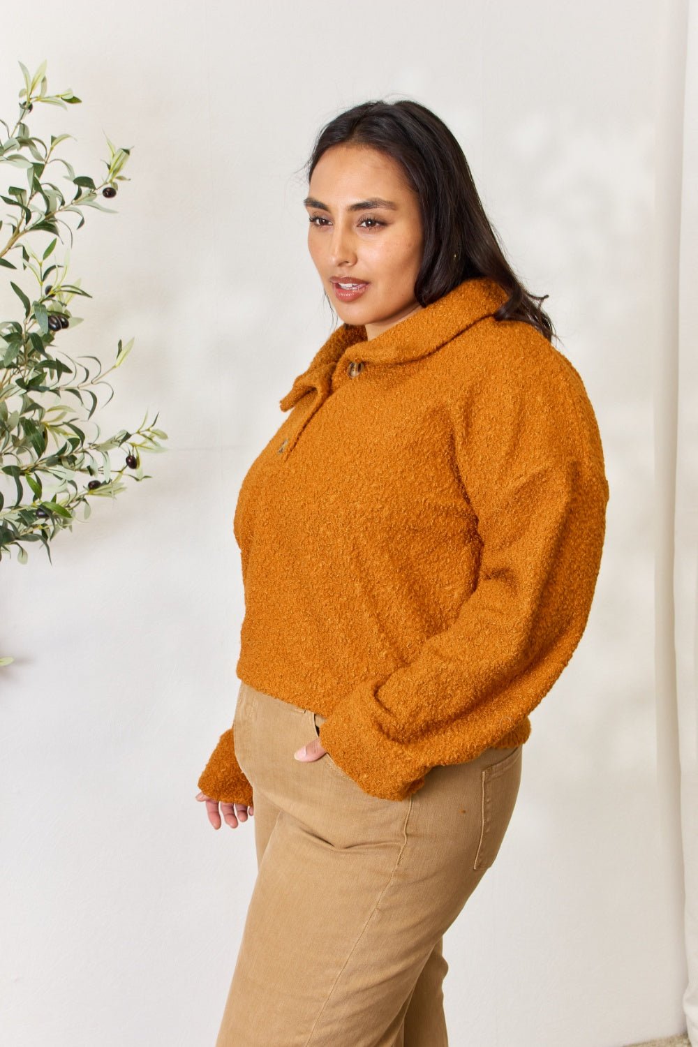 Culture Code Full Size Half Button Turtleneck Sweatshirt - Admiresty