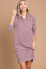 Culture Code Full Size Hooded Long Sleeve Sweater Dress - Admiresty