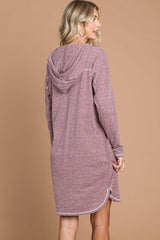 Culture Code Full Size Hooded Long Sleeve Sweater Dress - Admiresty