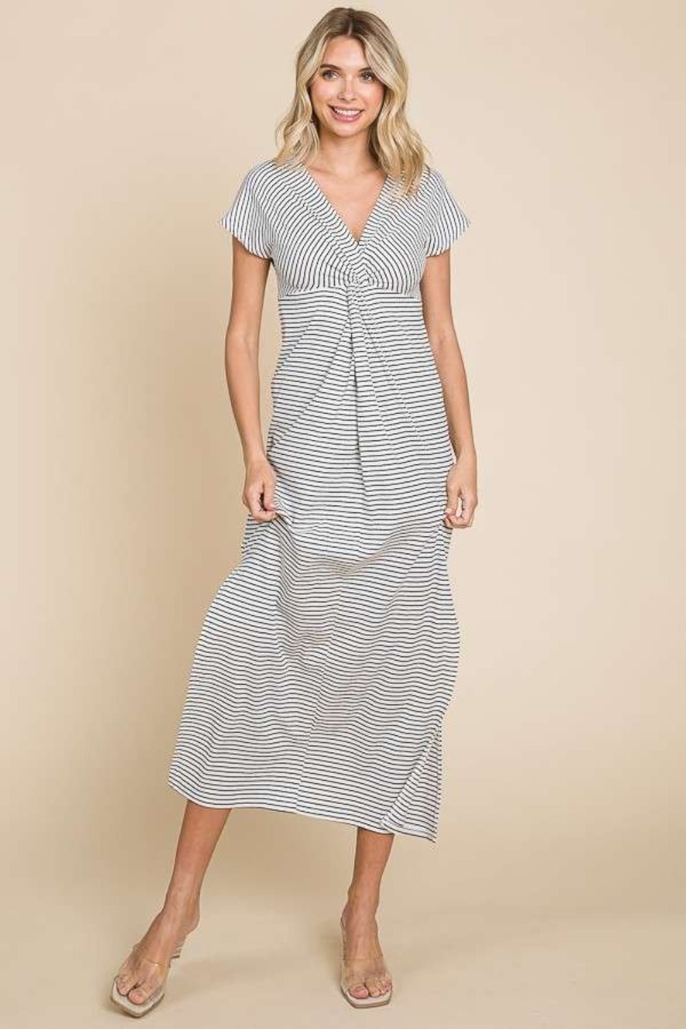 Culture Code Full Size Striped Twisted Detail Dress - Admiresty