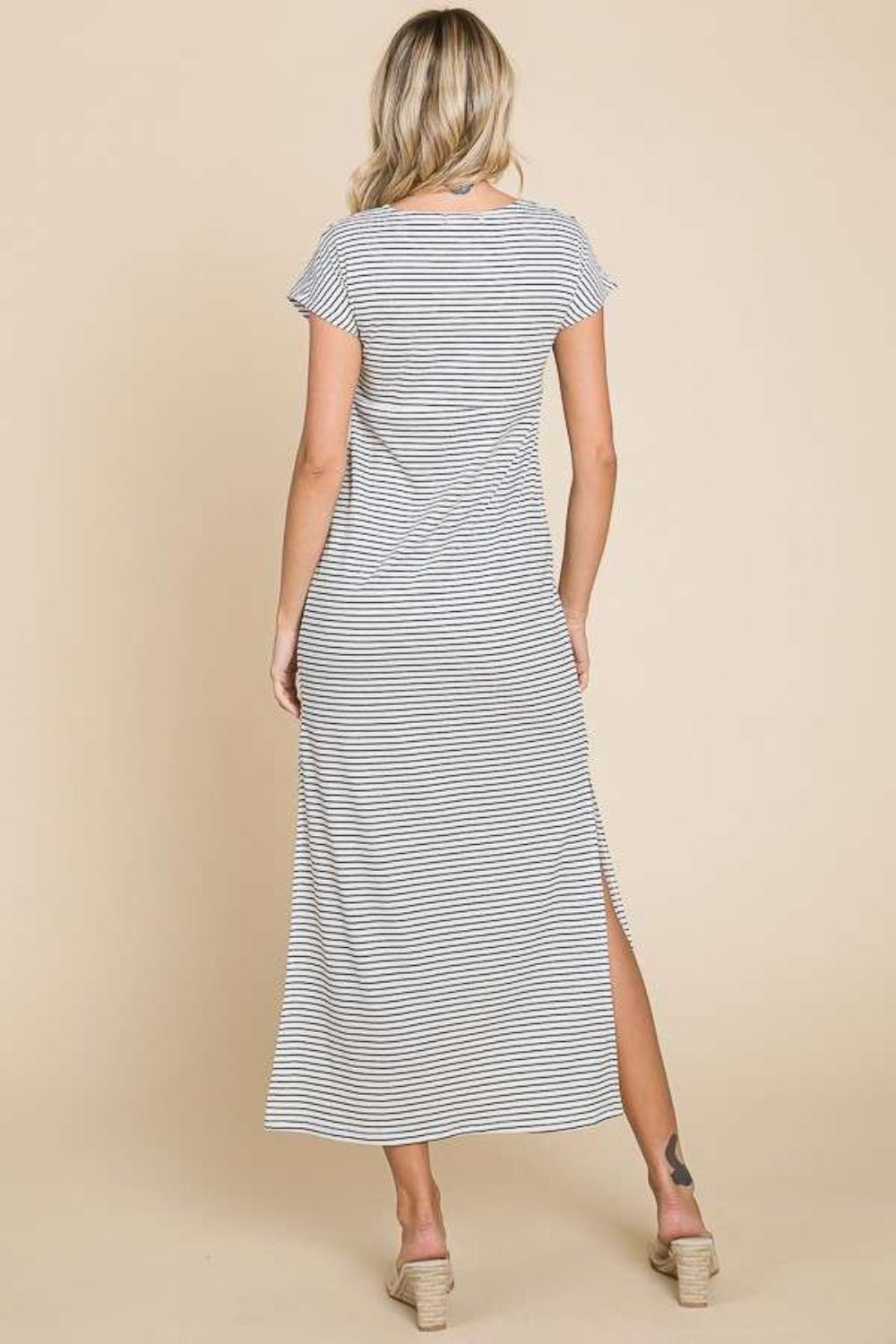 Culture Code Full Size Striped Twisted Detail Dress - Admiresty