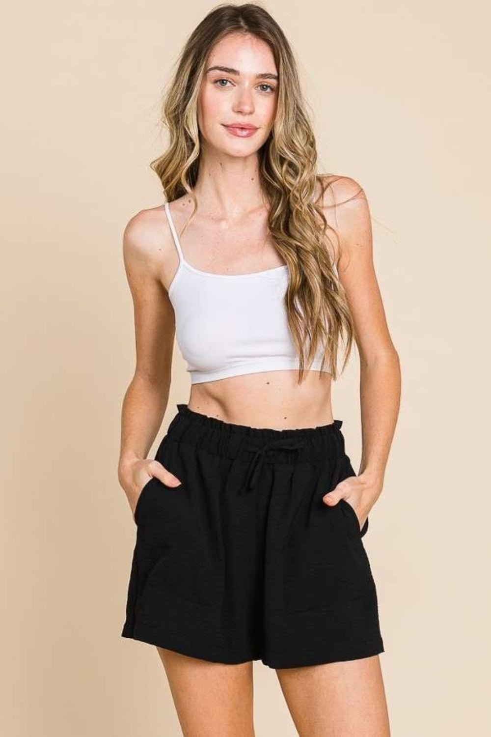 Culture Code High Waist Paper bag Shorts - Admiresty