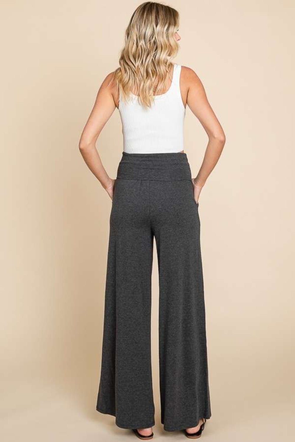 Culture Code Wide Waistband High Waist Wide Leg Pants - Admiresty