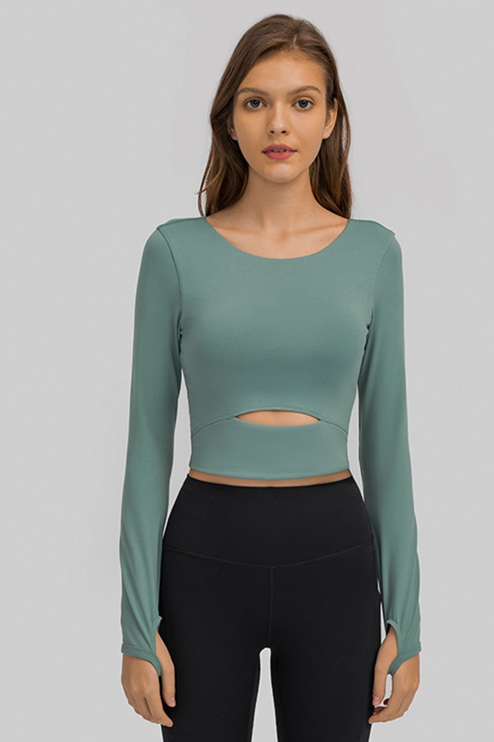 Cut Out Front Crop Yoga Tee - Admiresty