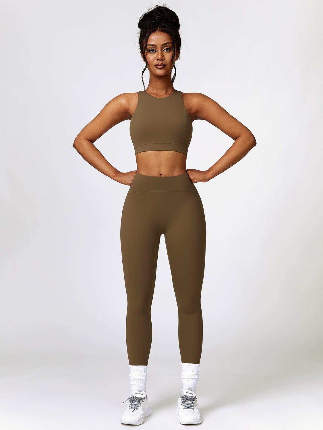 Cutout Cropped Sport Tank and Leggings Set - Admiresty