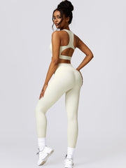 Cutout Cropped Sport Tank and Leggings Set - Admiresty