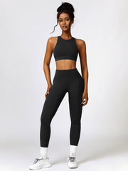 Cutout Cropped Sport Tank and Leggings Set - Admiresty