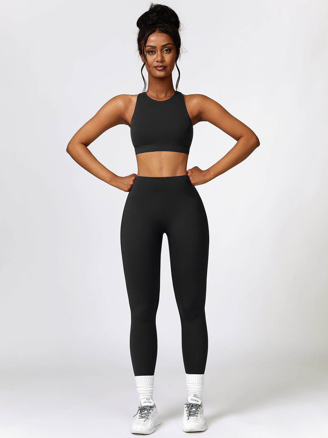 Cutout Cropped Sport Tank and Leggings Set - Admiresty