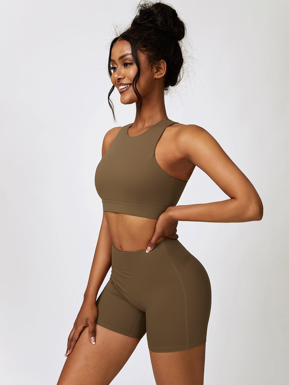 Cutout Cropped Sport Tank and Shorts Set - Admiresty