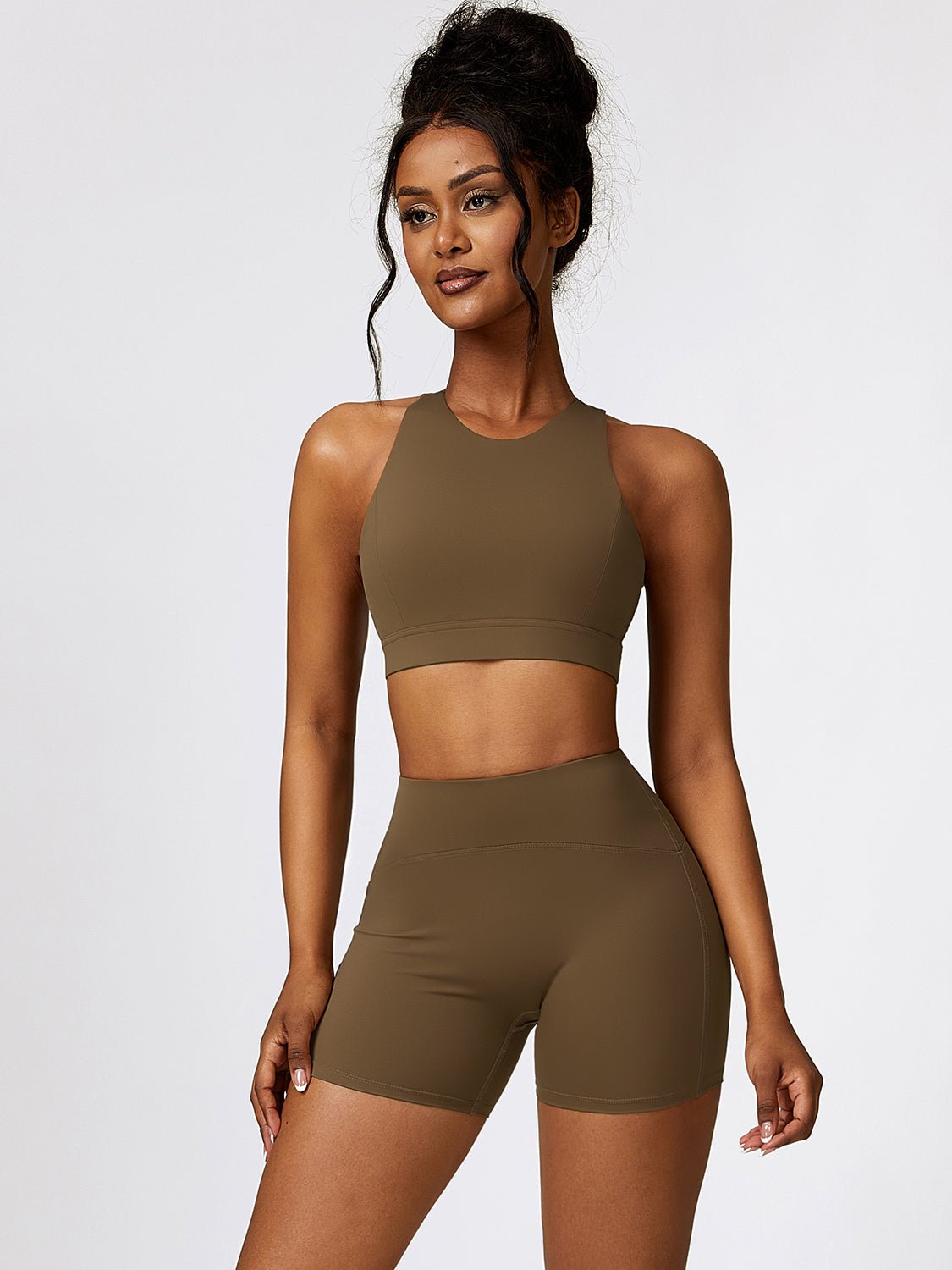 Cutout Cropped Sport Tank and Shorts Set - Admiresty