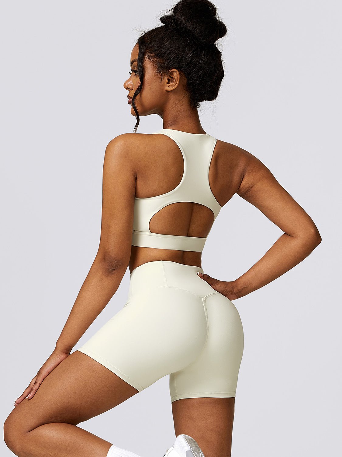 Cutout Cropped Sport Tank and Shorts Set - Admiresty