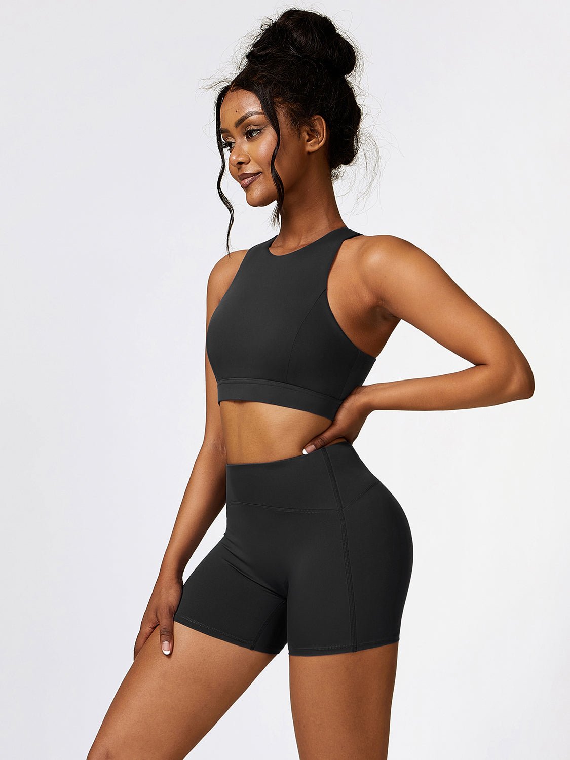 Cutout Cropped Sport Tank and Shorts Set - Admiresty