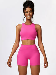 Cutout Cropped Sport Tank and Shorts Set - Admiresty