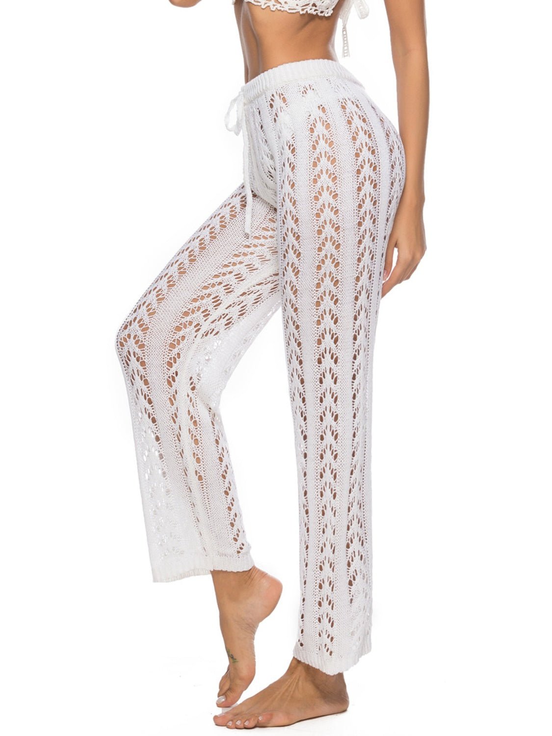 Cutout Drawstring High Waist Swim Pants - Admiresty