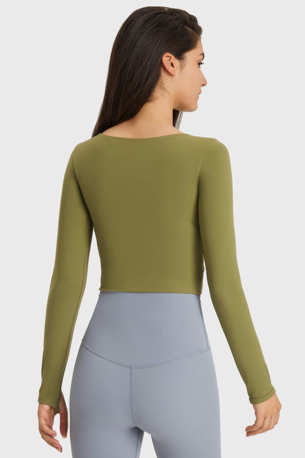 Cutout Long Sleeve Cropped Sports Top - Admiresty