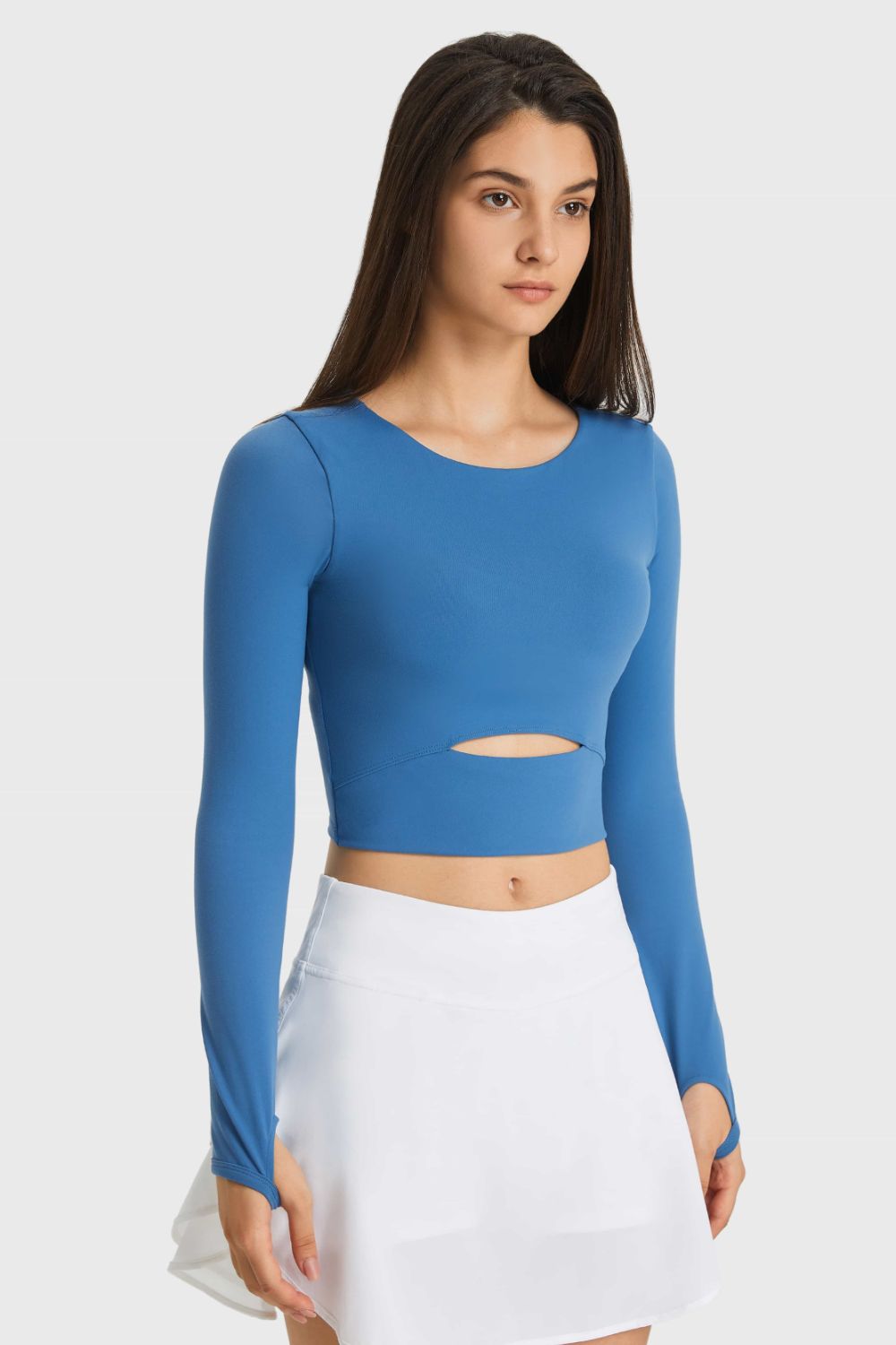 Cutout Long Sleeve Cropped Sports Top - Admiresty