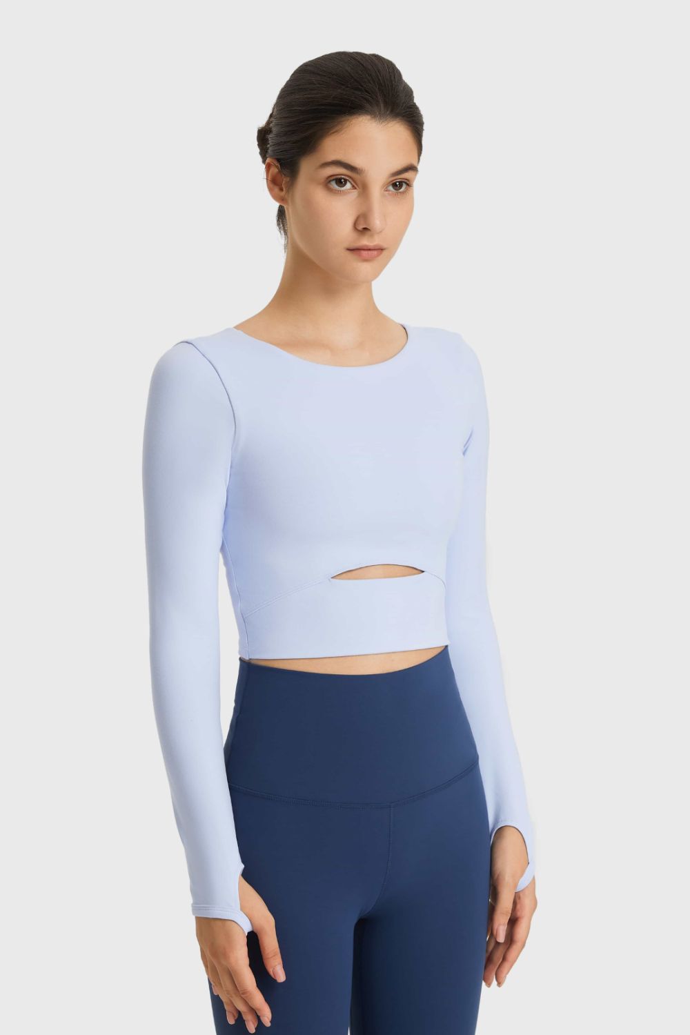 Cutout Long Sleeve Cropped Sports Top - Admiresty