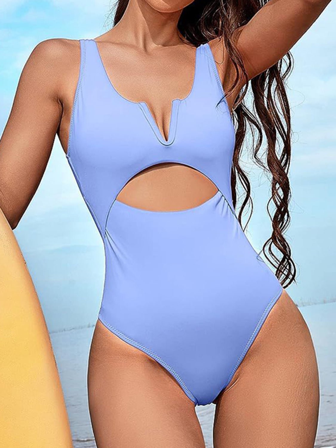 Cutout Notched Wide Strap One - Piece Swimwear - Admiresty