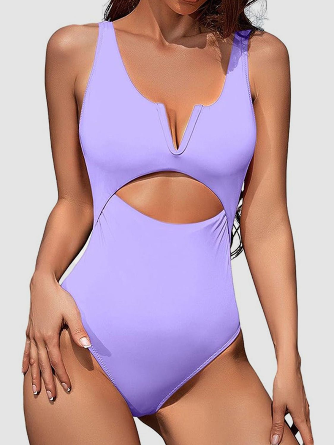 Cutout Notched Wide Strap One - Piece Swimwear - Admiresty