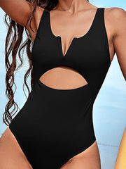 Cutout Notched Wide Strap One - Piece Swimwear - Admiresty