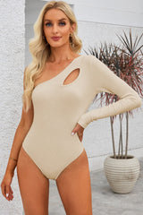 Cutout One Shoulder Long Sleeve Bodysuit - Admiresty