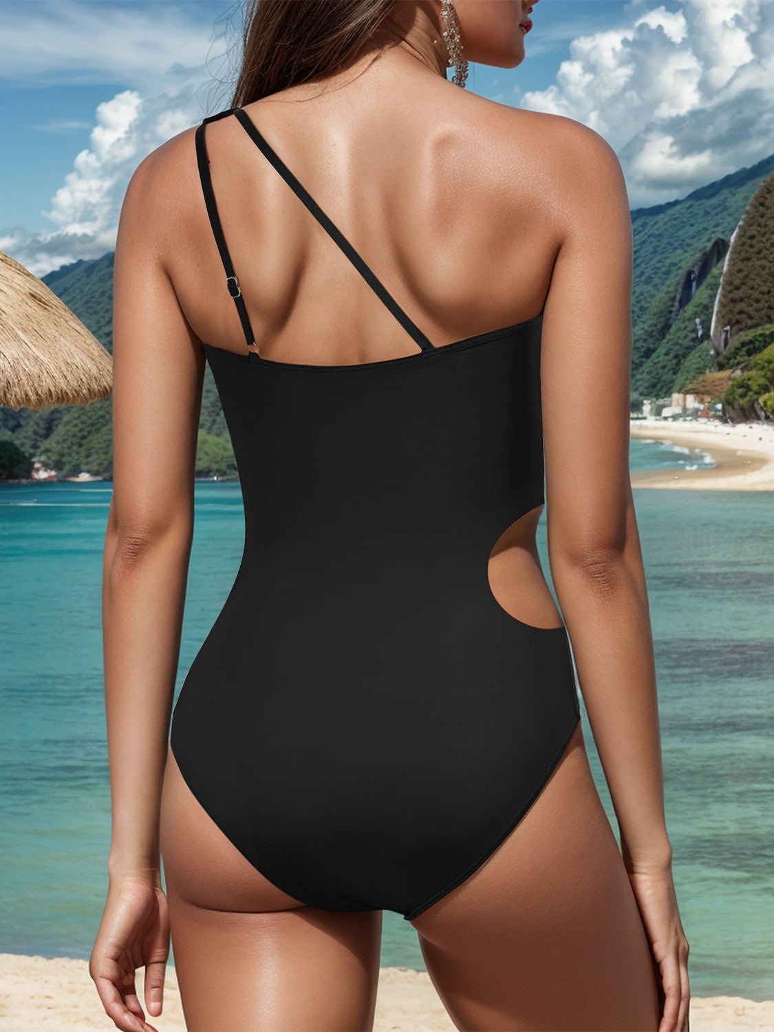 Cutout One Shoulder Sleeveless One - Piece Swimwear - Admiresty