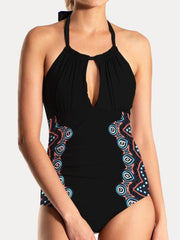 Cutout Printed Halter Neck One - Piece Swimwear - Admiresty