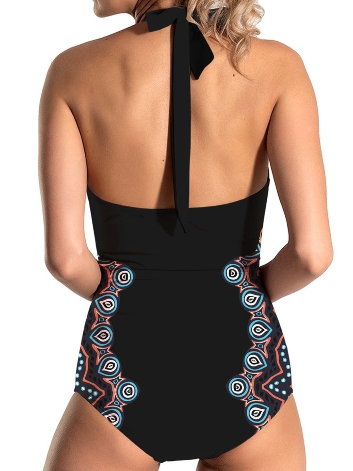 Cutout Printed Halter Neck One - Piece Swimwear - Admiresty