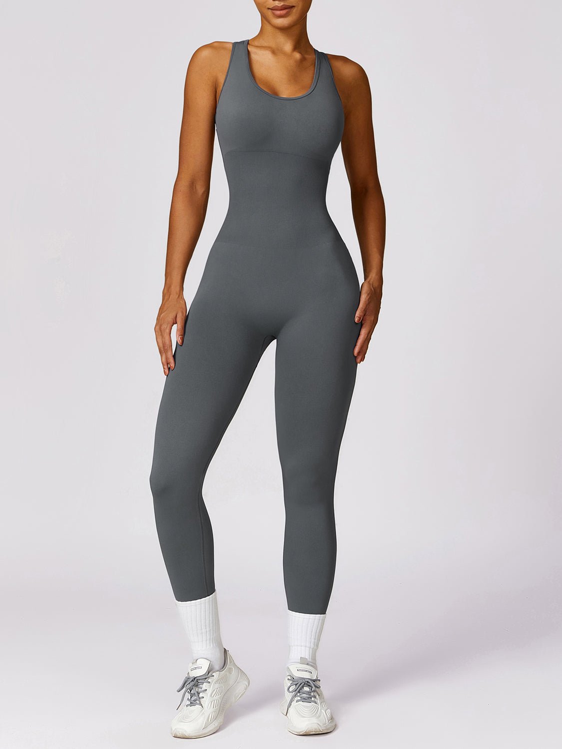 Cutout Racerback Active Jumpsuit - Admiresty