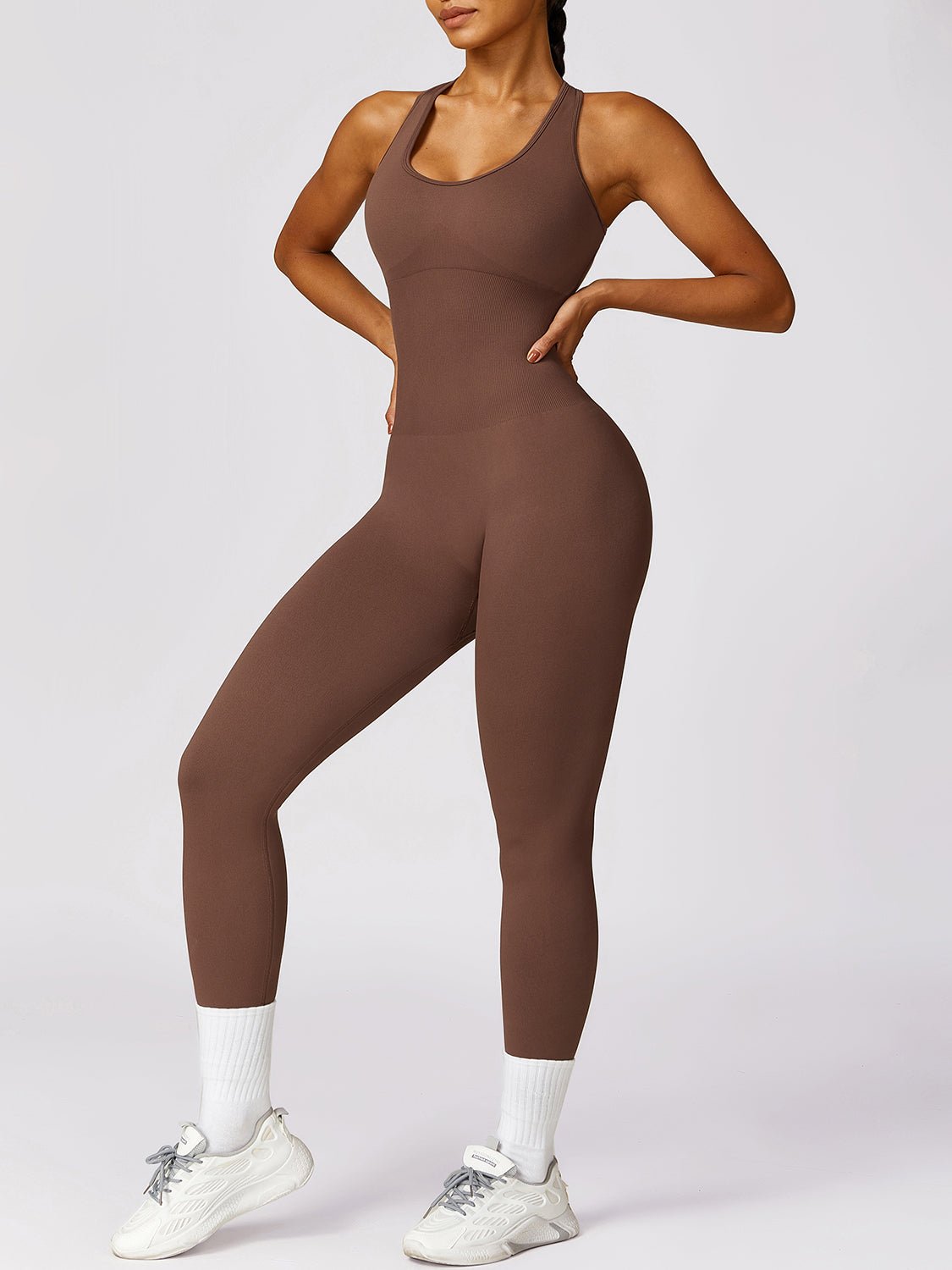 Cutout Racerback Active Jumpsuit - Admiresty