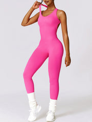 Cutout Racerback Active Jumpsuit - Admiresty