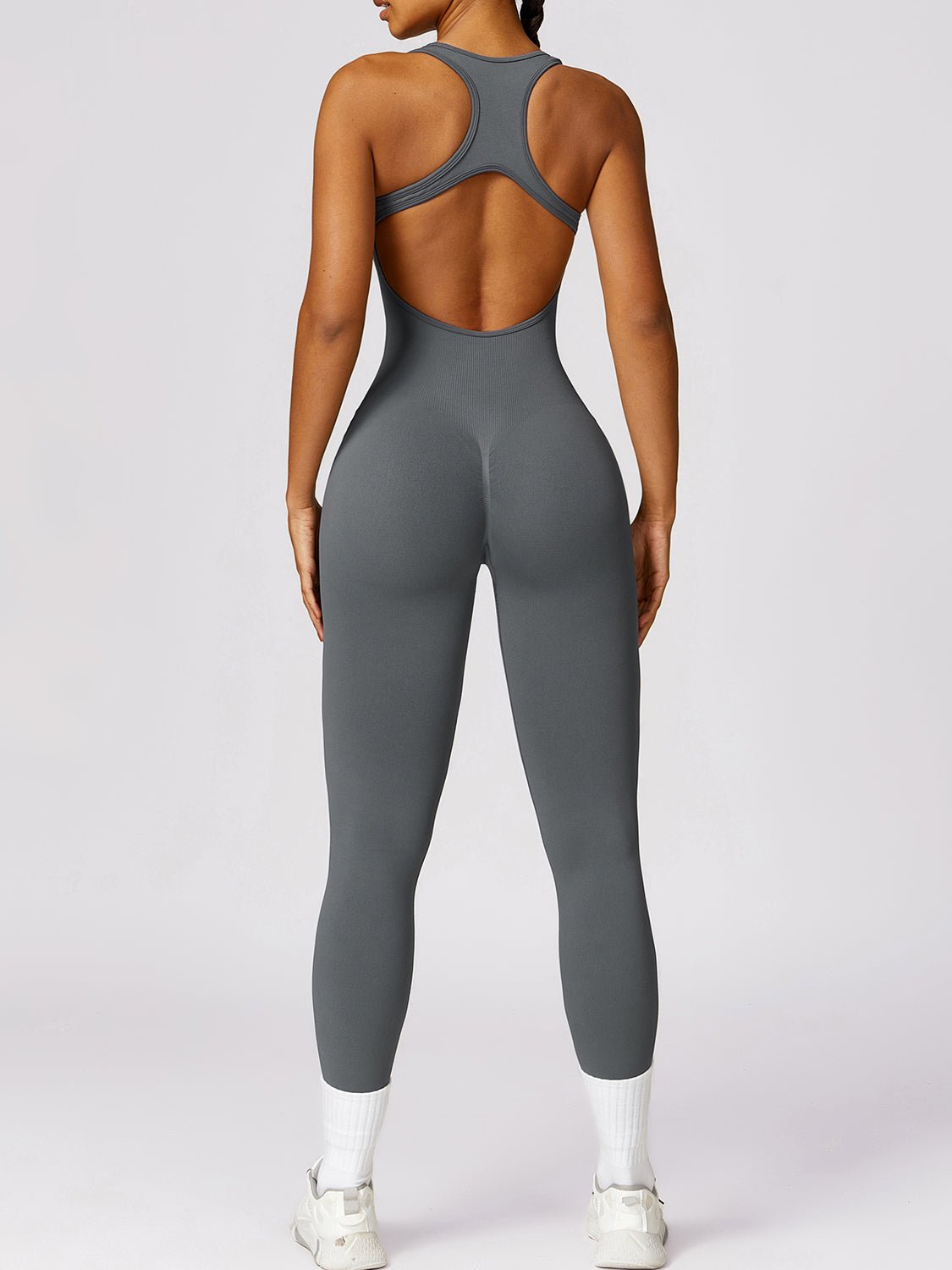 Cutout Racerback Active Jumpsuit - Admiresty