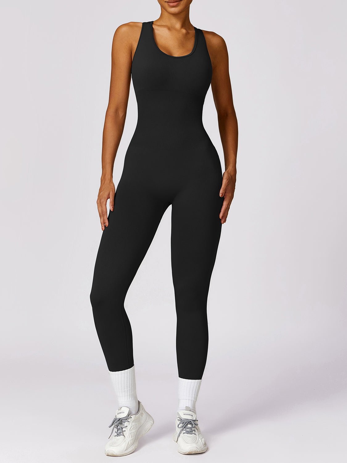 Cutout Racerback Active Jumpsuit - Admiresty