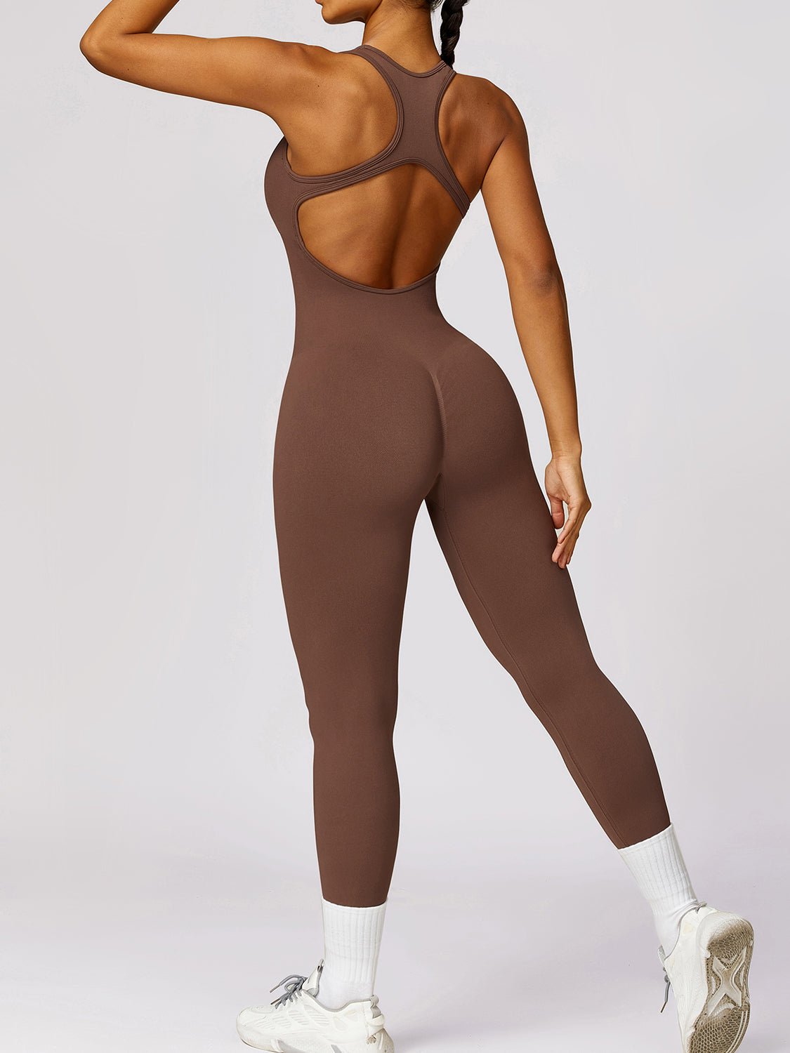 Cutout Racerback Active Jumpsuit - Admiresty