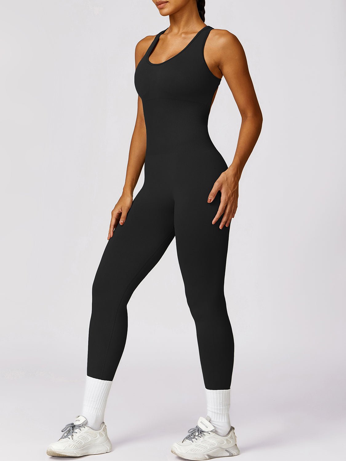 Cutout Racerback Active Jumpsuit - Admiresty