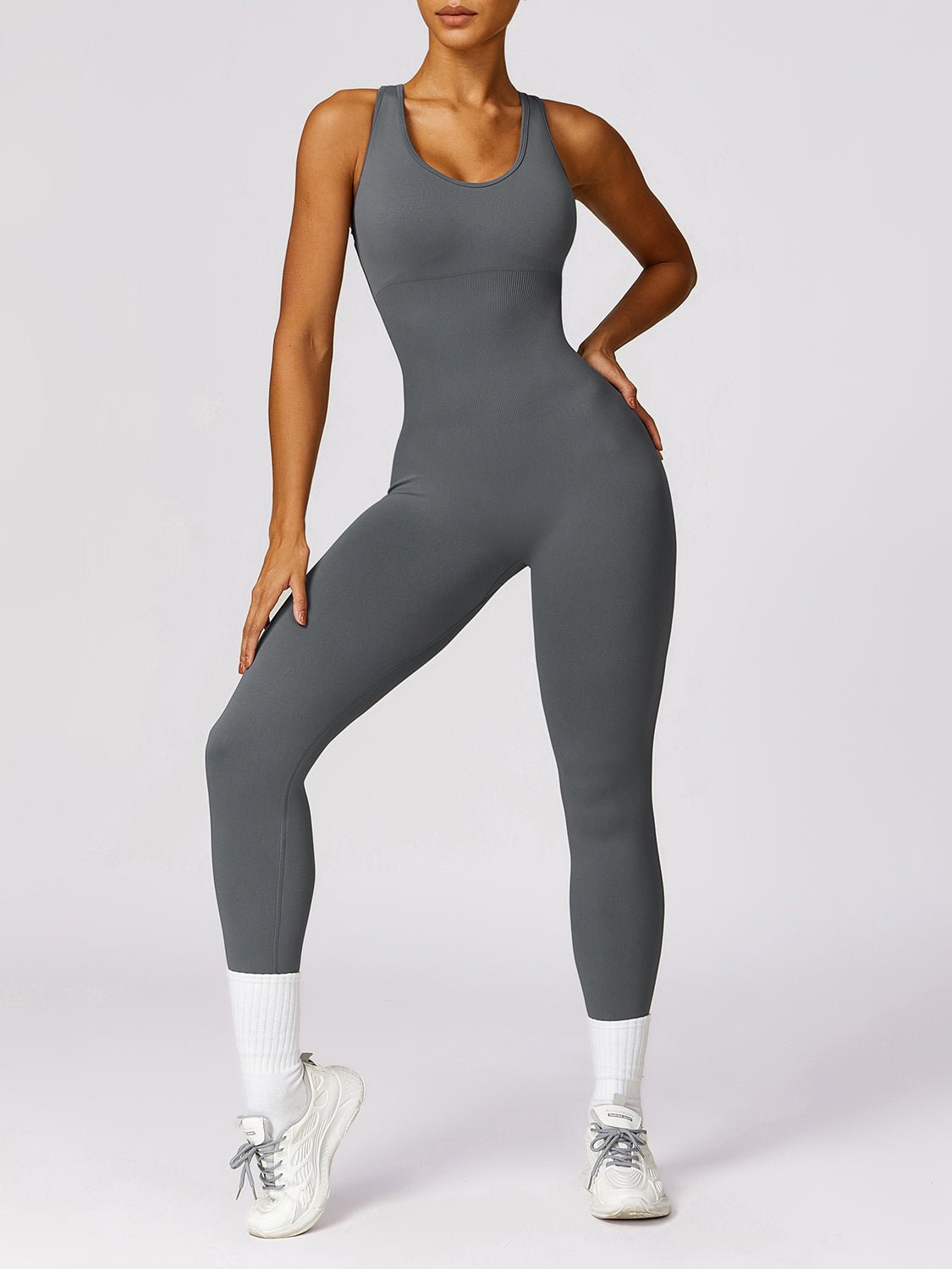 Cutout Racerback Active Jumpsuit - Admiresty