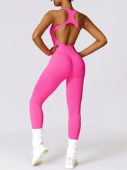 Cutout Racerback Active Jumpsuit - Admiresty