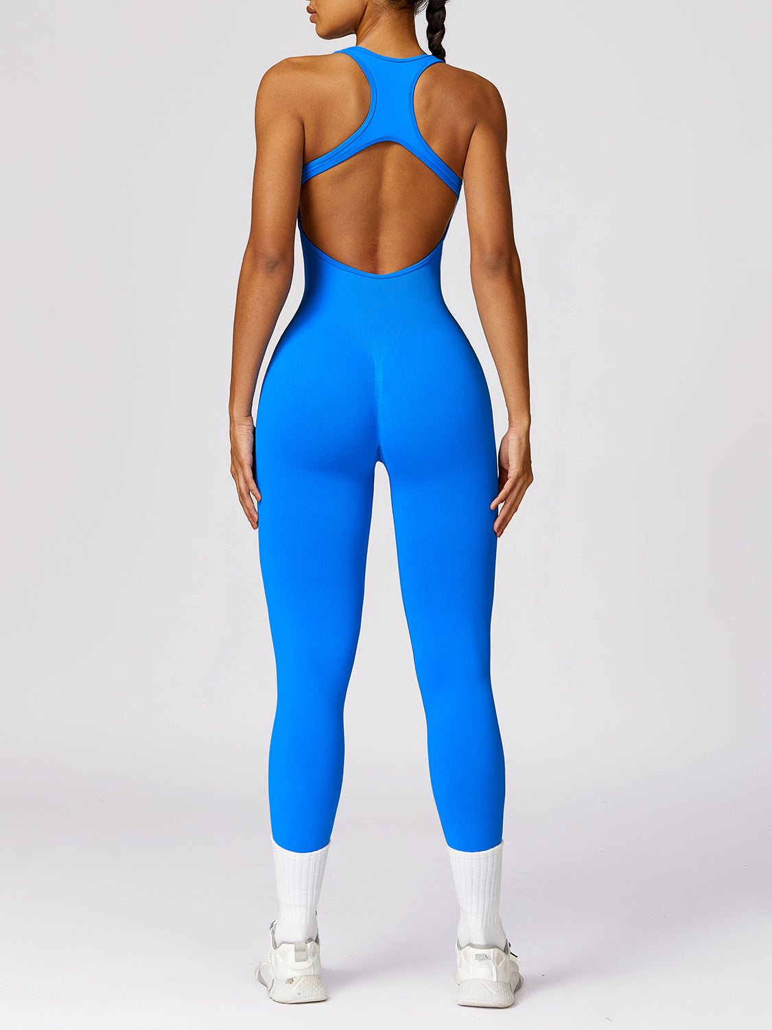 Cutout Racerback Active Jumpsuit - Admiresty