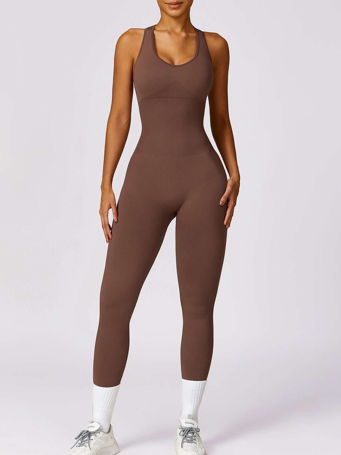 Cutout Racerback Active Jumpsuit - Admiresty