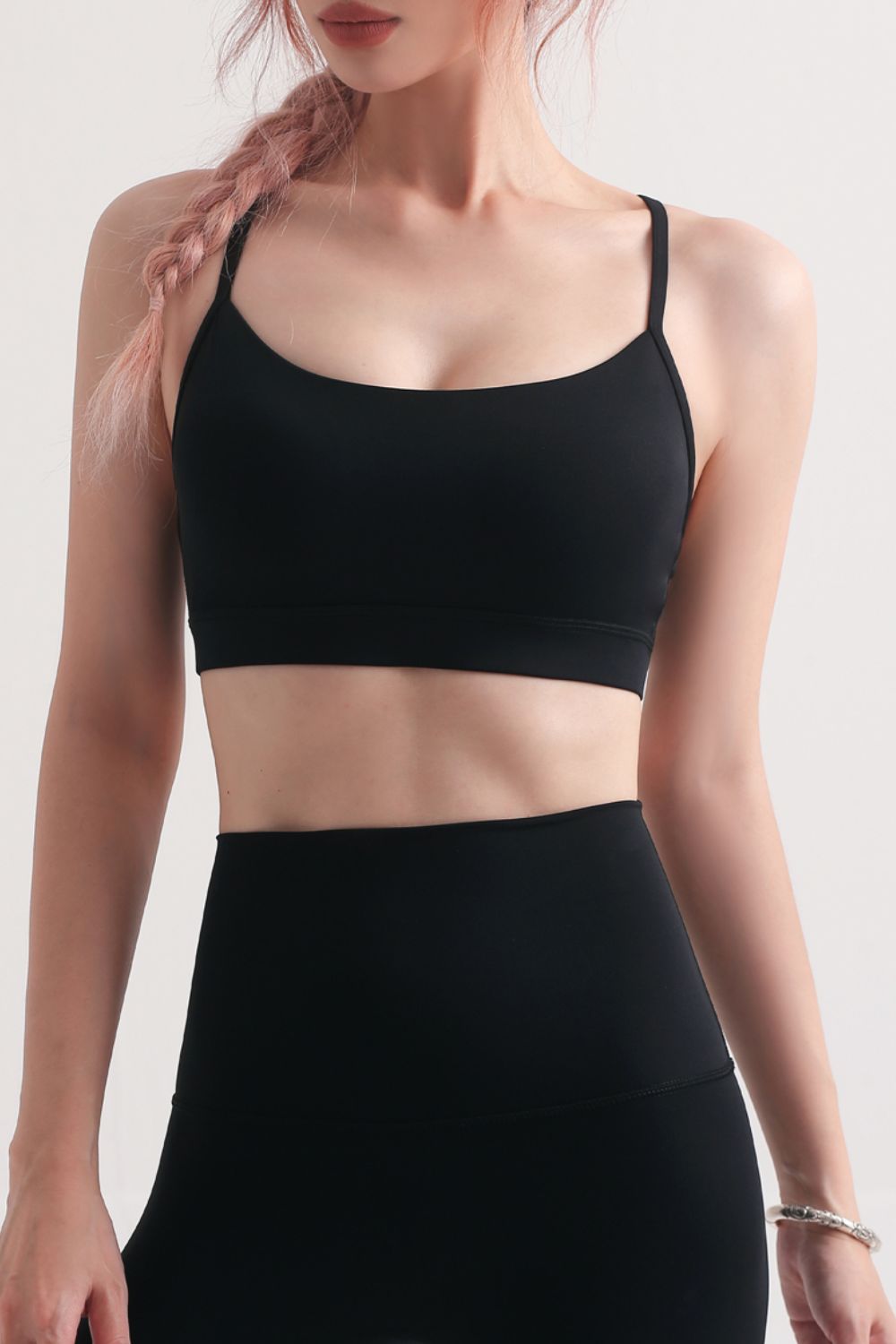 Cutout Racerback Scoop Neck Sports Bra - Admiresty