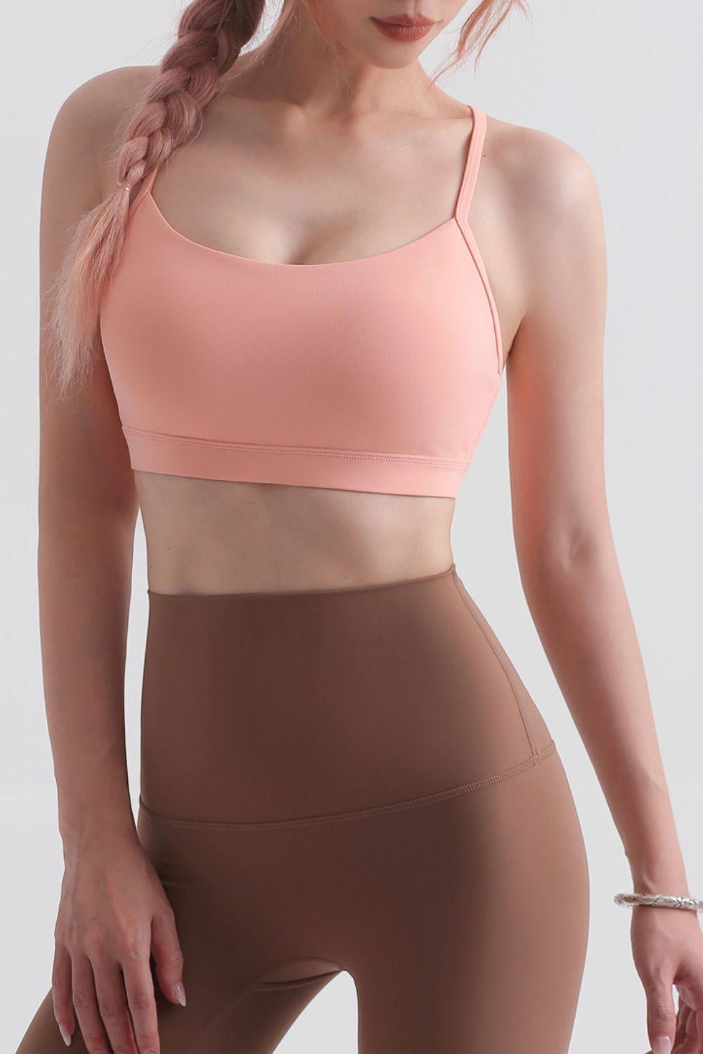 Cutout Racerback Scoop Neck Sports Bra - Admiresty