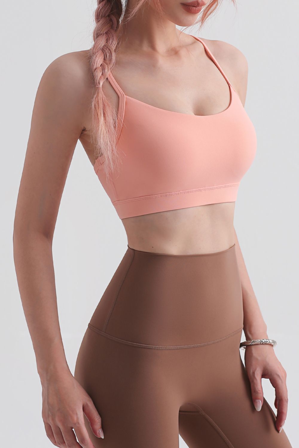 Cutout Racerback Scoop Neck Sports Bra - Admiresty